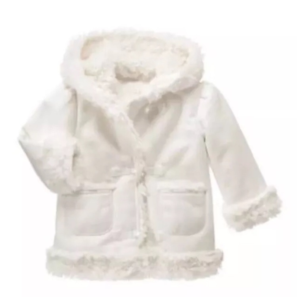 NWT Gymboree Girl winter coat fur faux white 12-18